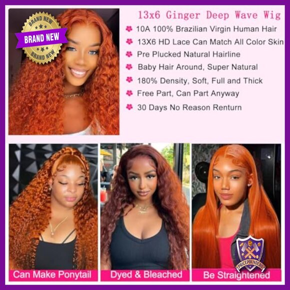 26 Inch Human Hair Lace Front Wig 180% Density Deep Wave Pre Plucked main image 5